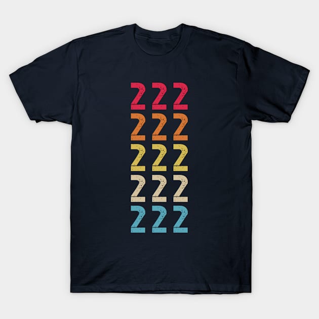 Repeating Numbers Three 222 Retro Vintage Distressed T-Shirt by Inspire Enclave